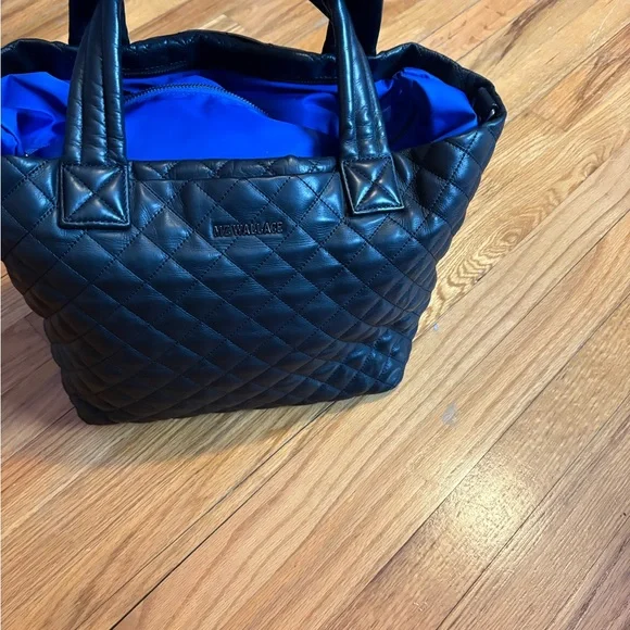 EUC, barely used MZ Wallace Black Leather Quilted Small Metro Deluxe Tote - Picture 6 of 14